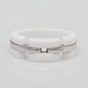 Chanel 18k White Gold White Ceramic Ultra Ring Size 5.25